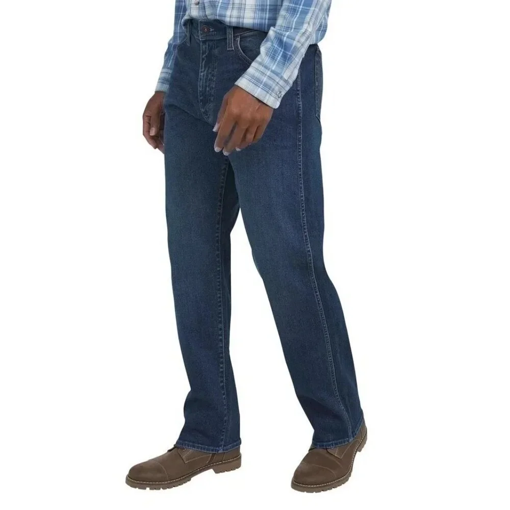 Wrangler Regular Fit Straight Leg Men's Jeans 34X34 Blue Denim Cotton N0068